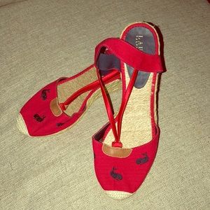 Lauren by Ralph Lauren red wedges